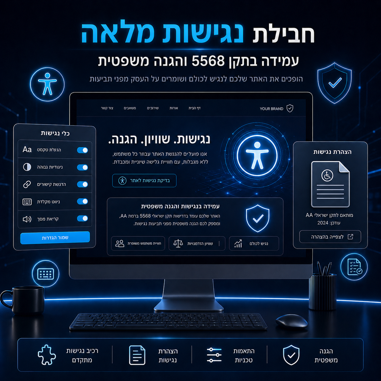 חבילת נגישות מלאה לאתרים (עמידה בתקן 5568 והגנה משפטית)